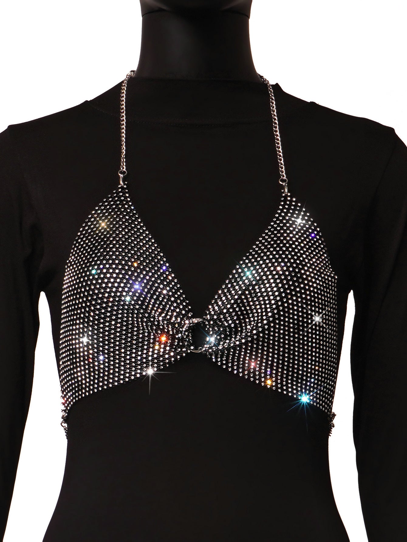 Fashion new women's hot flash diamond mesh sexy super shiny tops and vests