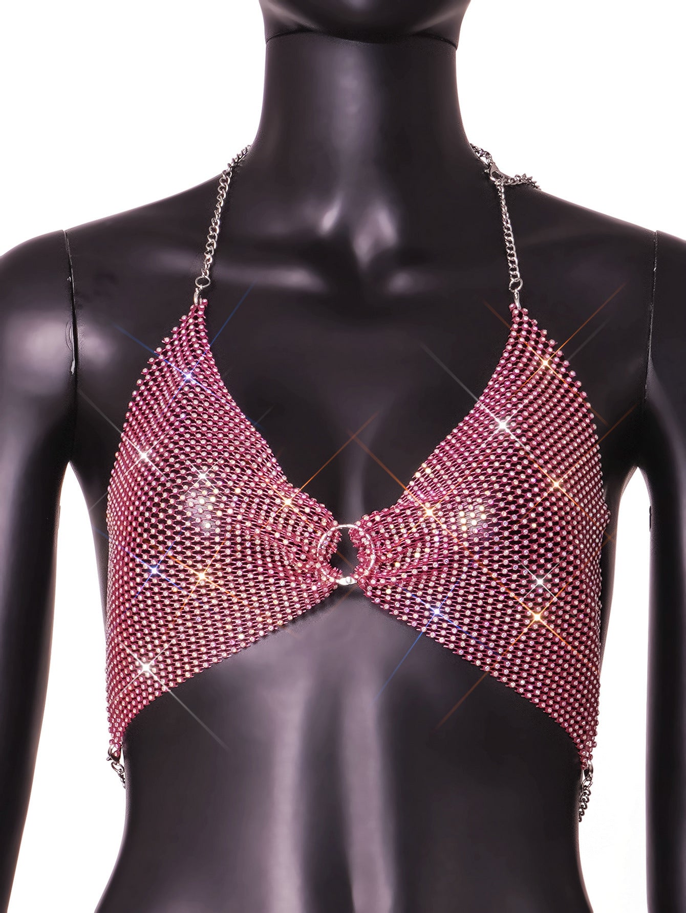 Fashion new women's hot flash diamond mesh sexy super shiny tops and vests