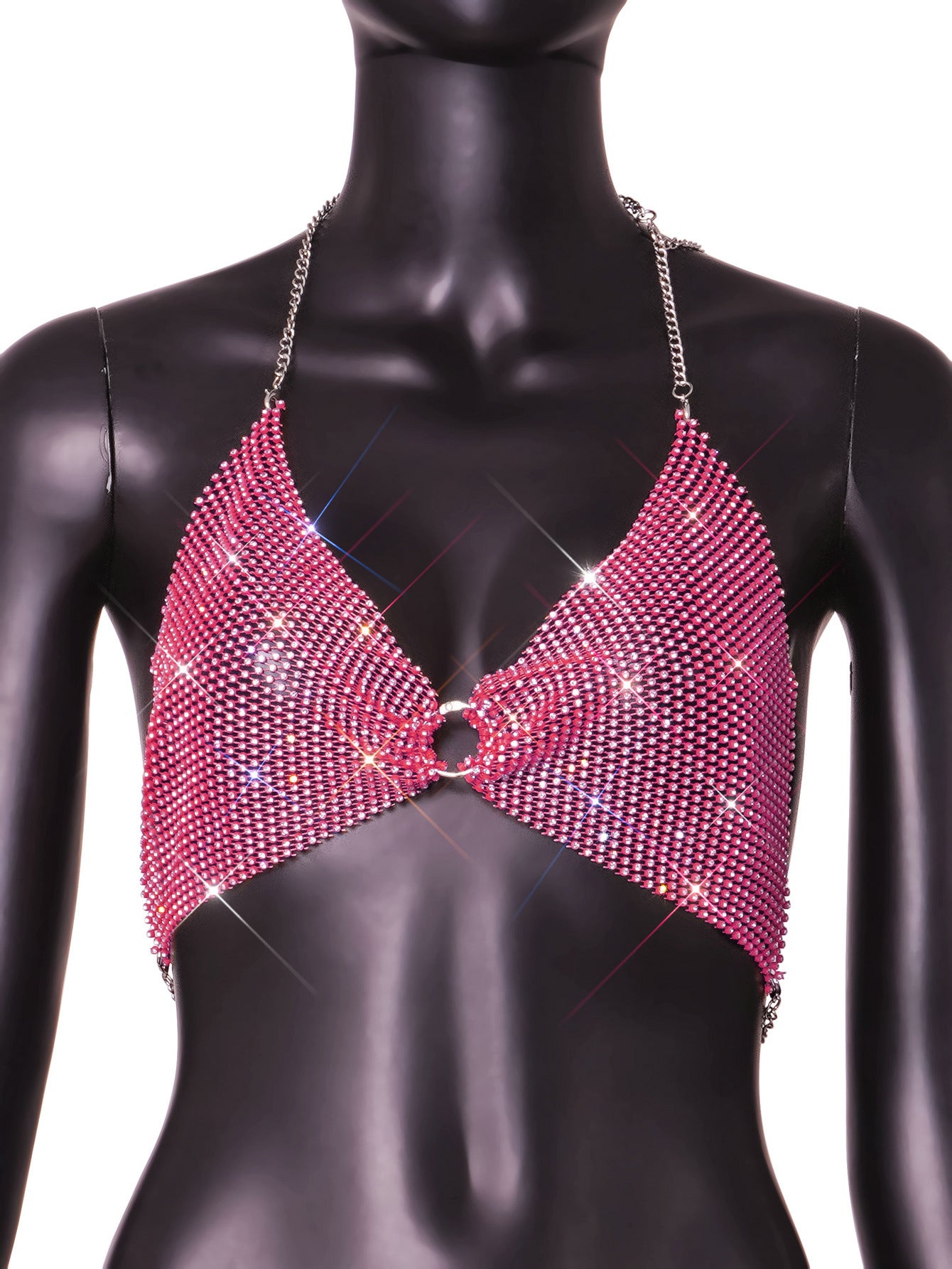 Fashion new women's hot flash diamond mesh sexy super shiny tops and vests