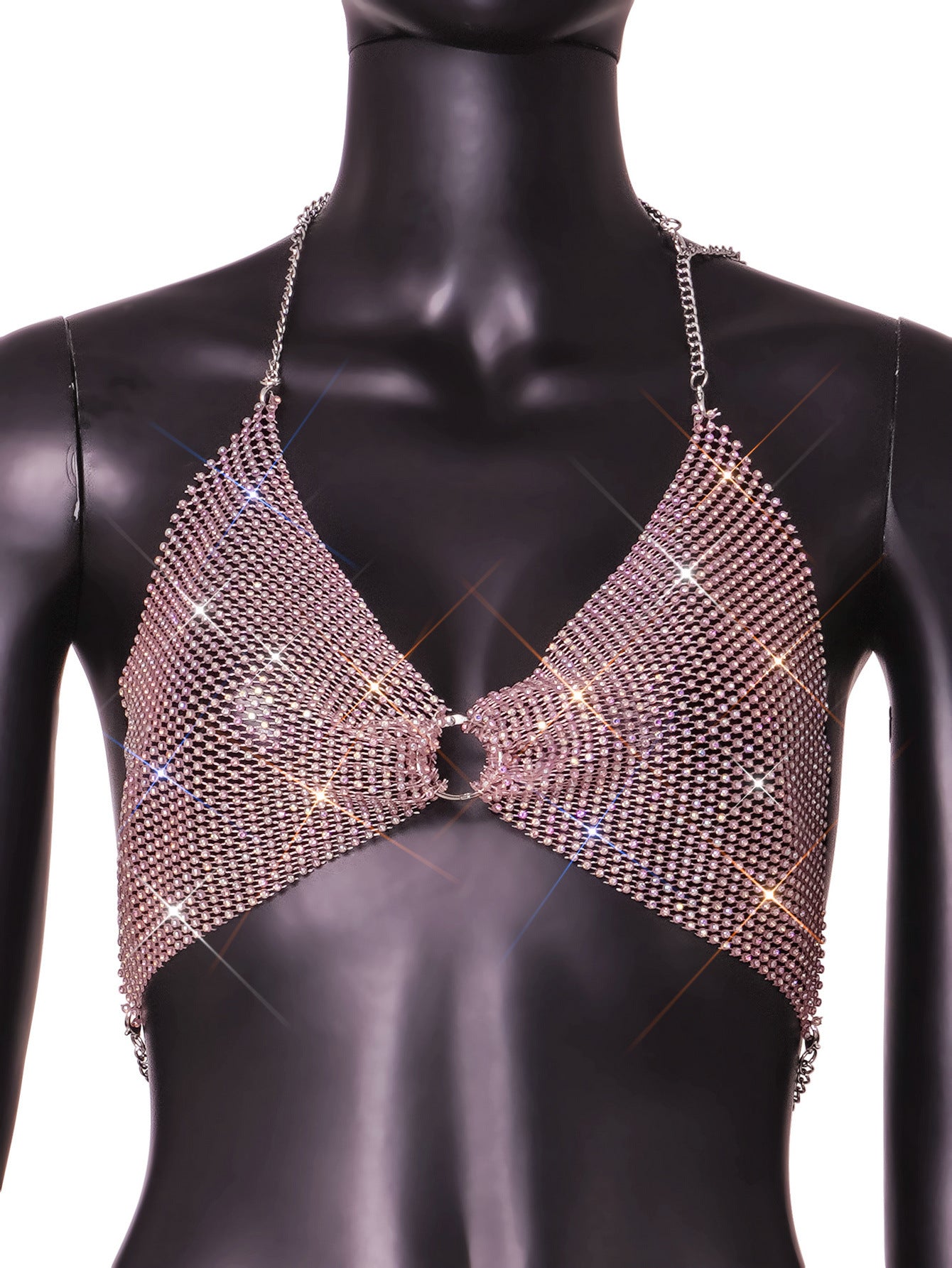 Fashion new women's hot flash diamond mesh sexy super shiny tops and vests