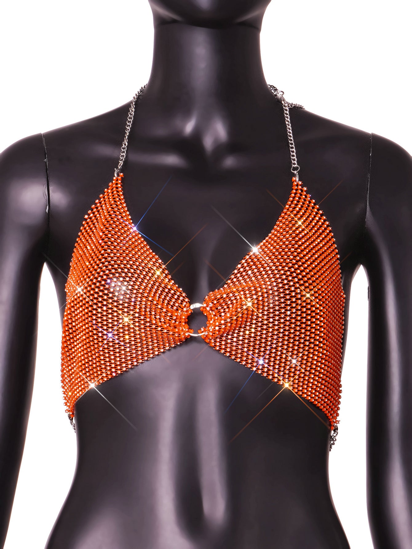 Fashion new women's hot flash diamond mesh sexy super shiny tops and vests