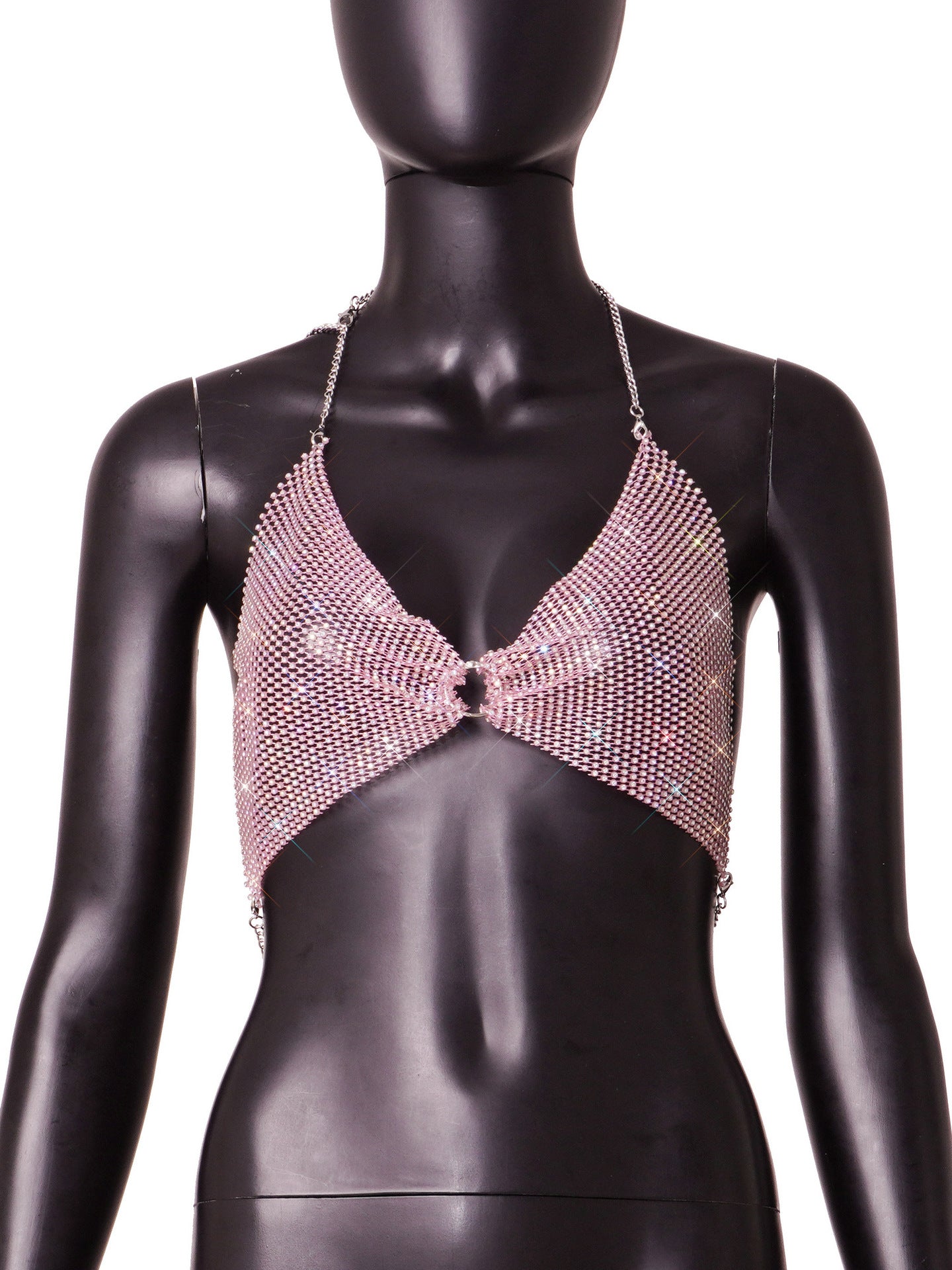 Fashion new women's hot flash diamond mesh sexy super shiny tops and vests