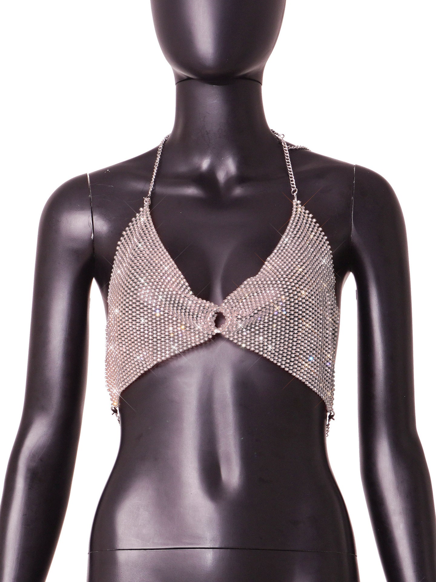 Fashion new women's hot flash diamond mesh sexy super shiny tops and vests