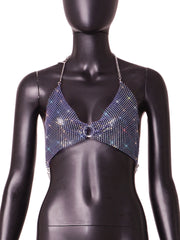 Fashion new women's hot flash diamond mesh sexy super shiny tops and vests