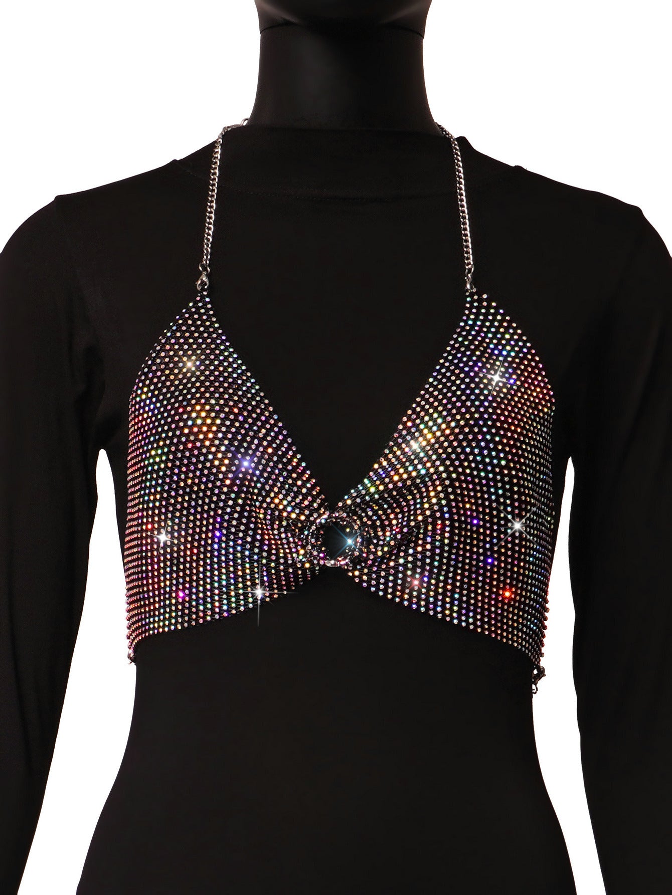 Fashion new women's hot flash diamond mesh sexy super shiny tops and vests