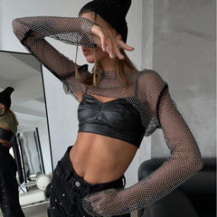 Hollow sexy hot diamond mesh women's clothing