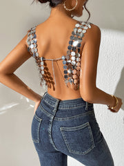 Sexy beaded and sequined camisole